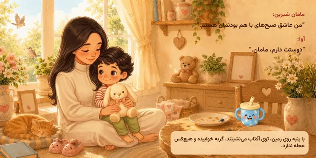 نمونهٔ صفحه از یک صبحانه خانوادگی در خانه